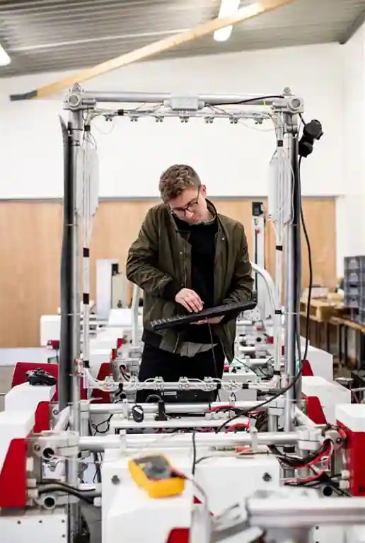 LCS Precision Molding technician working with a manufacturing fixture